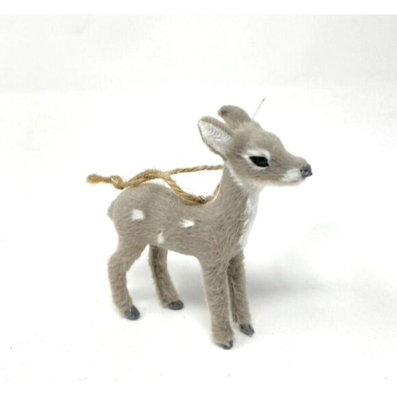 Target Faux Fur Grey Deer Christmas Tree Ornament Gray with Spots Wondershop™ - Picture 11 of 11